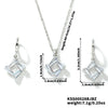 Women's Simple Geometric Copper Necklace And Earrings Set With Zircon Crystal Pendant Bridal Jewelry