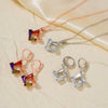 Women's Simple Geometric Copper Necklace And Earrings Set With Zircon Crystal Pendant Bridal Jewelry