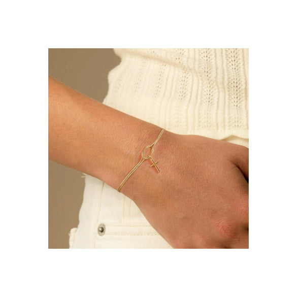 Women's Simple Geometric Copper Paperclip Cross Bracelet With Zircon Inlay And Electroplated Finish Fashion Jewelry Gift