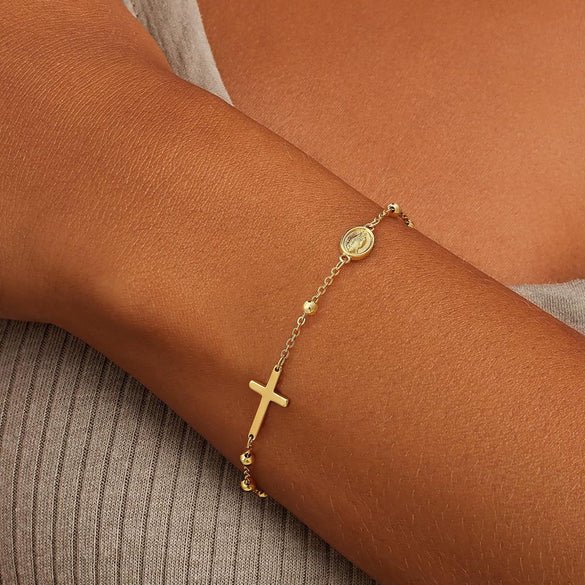 Women's Simple Geometric Copper Paperclip Cross Bracelet With Zircon Inlay And Electroplated Finish Fashion Jewelry Gift