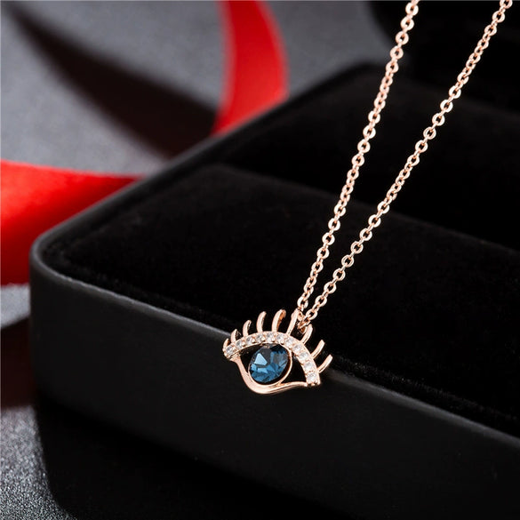 Women's Simple Geometric Copper Pendant Necklace With Rose Gold Tone Zircon Micro Inlay And Cross Chain