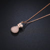Women's Simple Geometric Copper Pendant Necklace With Rose Gold Tone Zircon Micro Inlay And Cross Chain