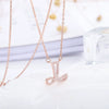Women's Simple Geometric Copper Pendant Necklace With Rose Gold Tone Zircon Micro Inlay And Cross Chain