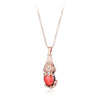 Women's Simple Geometric Copper Pendant Necklace With Rose Gold Tone Zircon Micro Inlay And Cross Chain