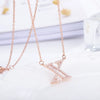 Women's Simple Geometric Copper Pendant Necklace With Rose Gold Tone Zircon Micro Inlay And Cross Chain