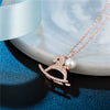 Women's Simple Geometric Copper Pendant Necklace With Rose Gold Tone Zircon Micro Inlay And Cross Chain