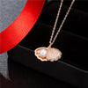 Women's Simple Geometric Copper Pendant Necklace With Rose Gold Tone Zircon Micro Inlay And Cross Chain