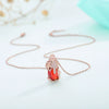 Women's Simple Geometric Copper Pendant Necklace With Rose Gold Tone Zircon Micro Inlay And Cross Chain