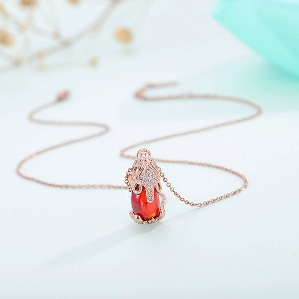 Women's Simple Geometric Copper Pendant Necklace With Rose Gold Tone Zircon Micro Inlay And Cross Chain