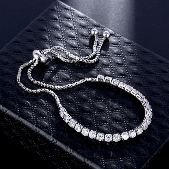 Women's Simple Geometric Copper Pull Bracelet With Claw Set Zircon Diamond Style Fashion Jewelry