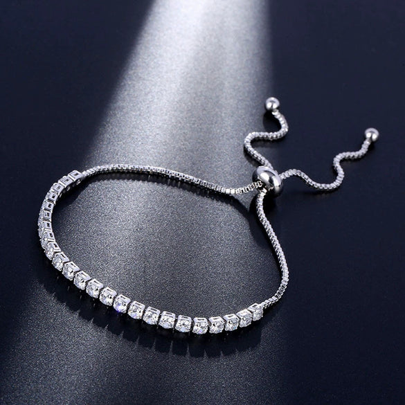 Women's Simple Geometric Copper Pull Bracelet With Claw Set Zircon Diamond Style Fashion Jewelry