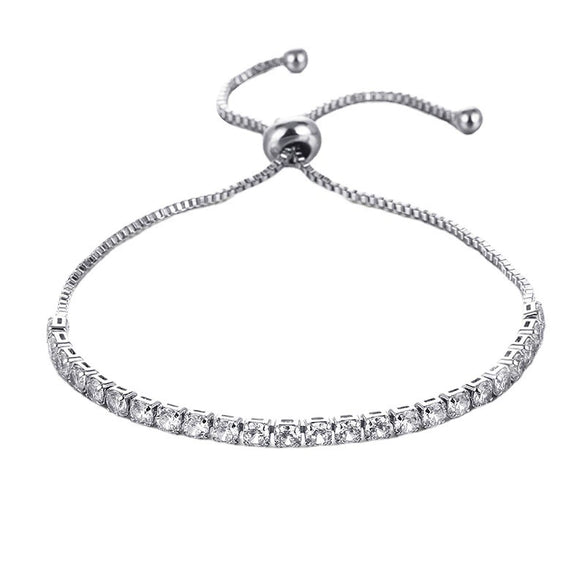 Women's Simple Geometric Copper Pull Bracelet With Claw Set Zircon Diamond Style Fashion Jewelry