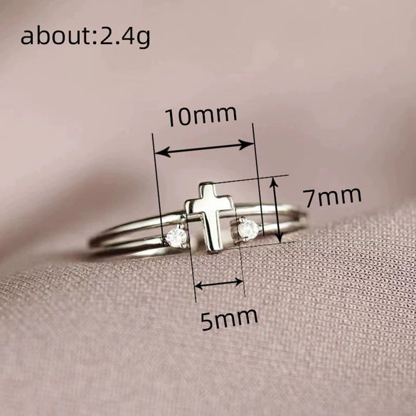 Women's Simple Geometric Copper Zircon Inlaid Ring