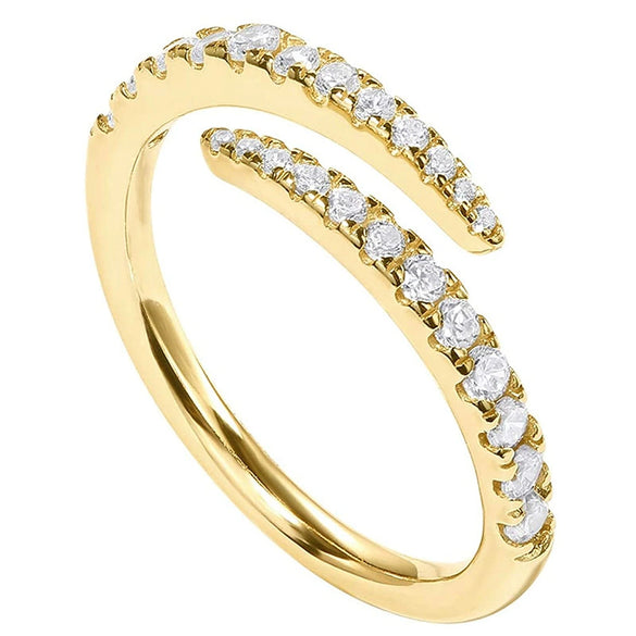 Women's Simple Geometric Copper Zirconia Ring Minimalist Style Open Adjustable