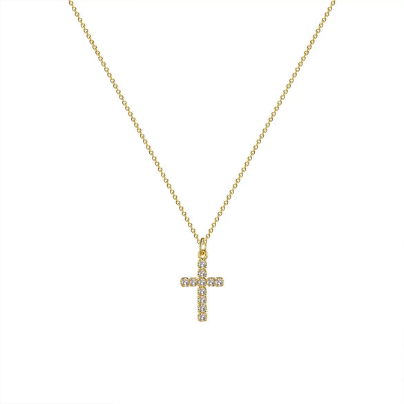 Women's Simple Geometric Cross Necklace In Electroplated Copper With O Shaped Chain Light Luxury Fashion Jewelry
