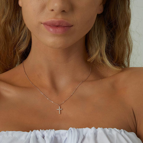 Women's Simple Geometric Cross Necklace In Electroplated Copper With O Shaped Chain Light Luxury Fashion Jewelry