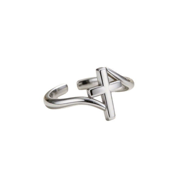 Women's Simple Geometric Cross Ring Copper Electroplated Fashion Versatile Casual Jewelry Gift