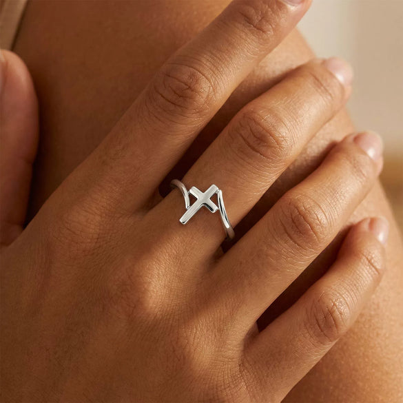 Women's Simple Geometric Cross Ring Copper Electroplated Fashion Versatile Casual Jewelry Gift