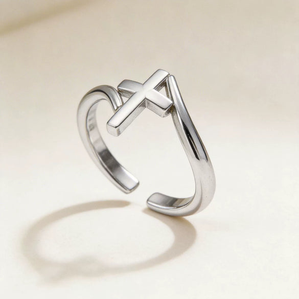 Women's Simple Geometric Cross Ring Copper Electroplated Fashion Versatile Casual Jewelry Gift