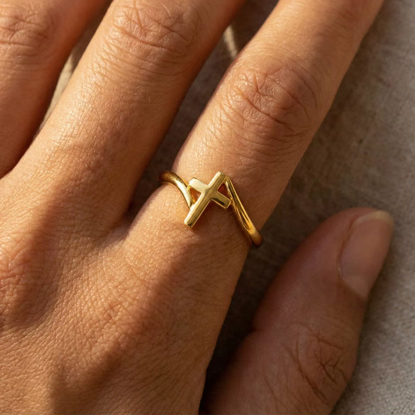 Women's Simple Geometric Cross Ring Copper Electroplated Fashion Versatile Casual Jewelry Gift