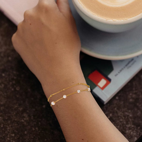 Women's Simple Geometric Double Layer Cross Bracelet In Electroplated Copper Fashion Stacking Bracelet
