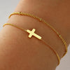 Women's Simple Geometric Double Layer Cross Bracelet In Electroplated Copper Fashion Stacking Bracelet
