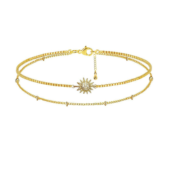 Women's Simple Geometric Double Layer Cross Bracelet In Electroplated Copper Fashion Stacking Bracelet