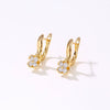 Women's Simple Geometric Four Leaf Flower Metal Earrings With Zircon Electroplated Fashion Party Jewelry