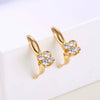 Women's Simple Geometric Four Leaf Flower Metal Earrings With Zircon Electroplated Fashion Party Jewelry