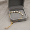 Women's Simple Geometric Freshwater Pearl Titanium Steel Chain Bracelet With Electroplating
