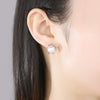 Women's Simple Geometric Imitation Pearl And Zircon Electroplated Copper Earrings With Steel Posts