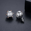 Women's Simple Geometric Imitation Pearl And Zircon Electroplated Copper Earrings With Steel Posts