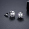 Women's Simple Geometric Imitation Pearl And Zircon Electroplated Copper Earrings With Steel Posts