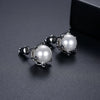Women's Simple Geometric Imitation Pearl And Zircon Electroplated Copper Earrings With Steel Posts