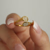 Women's Simple Geometric Irregular High Texture Zircon Design Opening 316L Stainless Steel Gold Plated Finger Ring