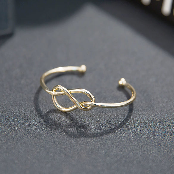 Women's Simple Geometric Knot Open Bracelet Gold Plated Copper Bangle With Figure Eight Shape Business Style
