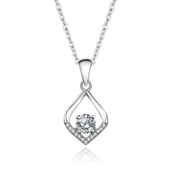 Women's Simple Geometric Moissanite Diamond Silver Water Drops Necklace With Cross Chain