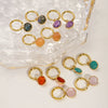 Women's Simple Geometric Natural Stone And Copper Earrings Set With Gemstones