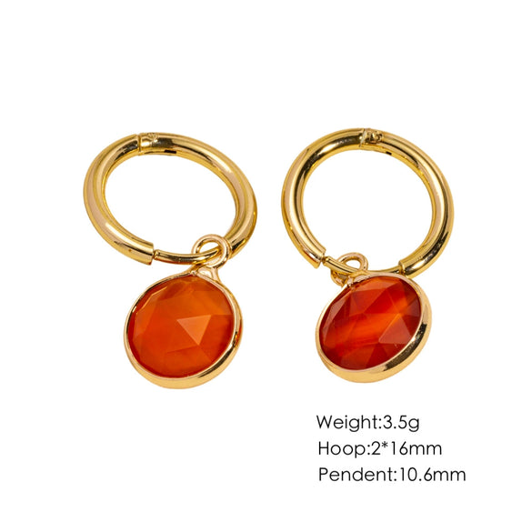 Women's Simple Geometric Natural Stone And Copper Earrings Set With Gemstones