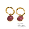 Women's Simple Geometric Natural Stone And Copper Earrings Set With Gemstones