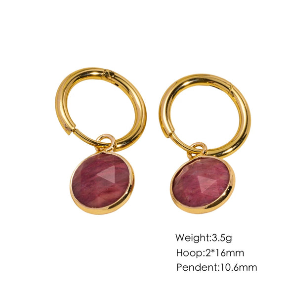 Women's Simple Geometric Natural Stone And Copper Earrings Set With Gemstones