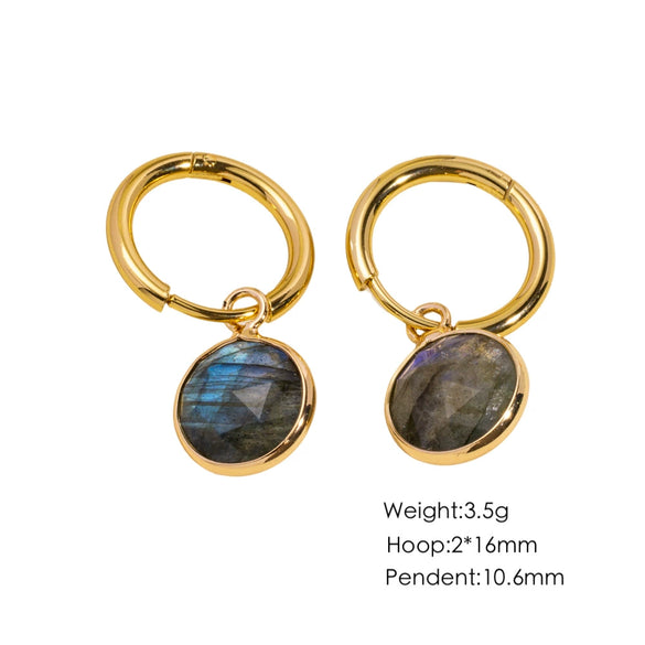 Women's Simple Geometric Natural Stone And Copper Earrings Set With Gemstones