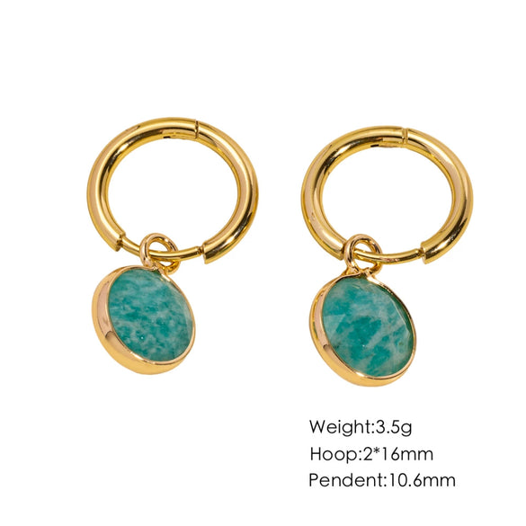 Women's Simple Geometric Natural Stone And Copper Earrings Set With Gemstones