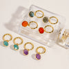 Women's Simple Geometric Natural Stone And Copper Earrings Set With Gemstones