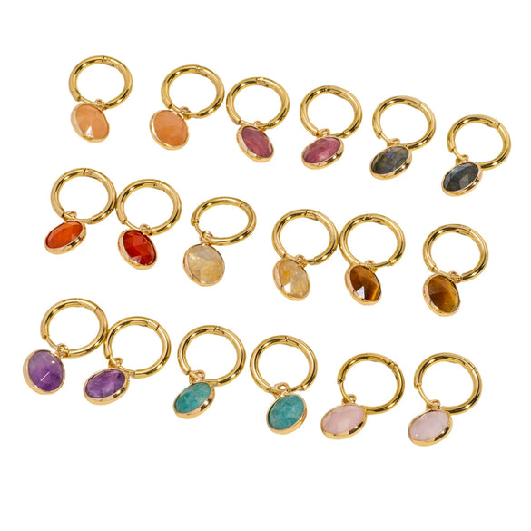 Women's Simple Geometric Natural Stone And Copper Earrings Set With Gemstones