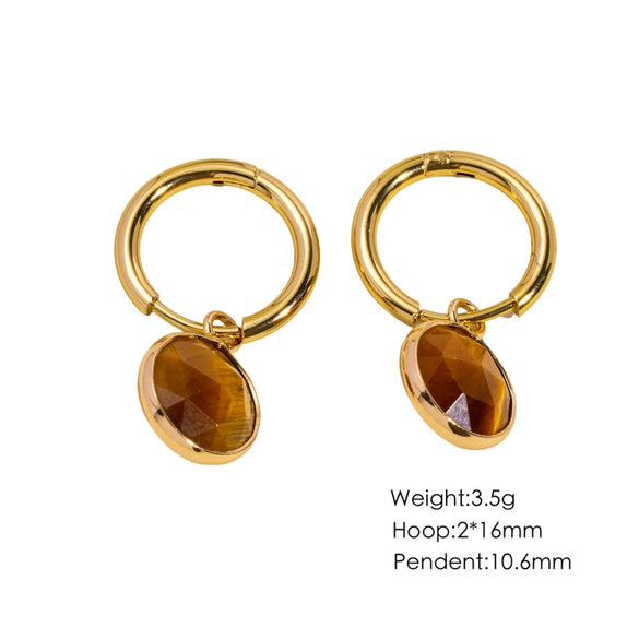Women's Simple Geometric Natural Stone And Copper Earrings Set With Gemstones