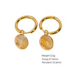 Women's Simple Geometric Natural Stone And Copper Earrings Set With Gemstones