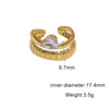 Women's Simple Geometric Open Ring In Stainless Steel With Gold Tone Electroplating And Zircon Inlay