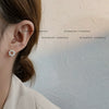 Women's Simple Geometric Round Pearl Earrings Copper Electroplated Silver Pin Stud Earrings
