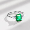 Women's Simple Geometric S925 Silver Ring With Cultivating Emeralds And Gold Plated Artificial Gemstones Inlay